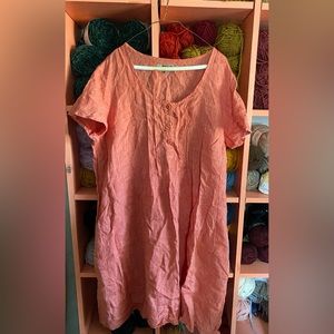 Flax Linen Dress in orange
